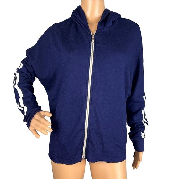 Revolve Michael Lauren Sullivan Hoodie Blue White Sleeve Stripes Size M NWT - Picture 1 of 10